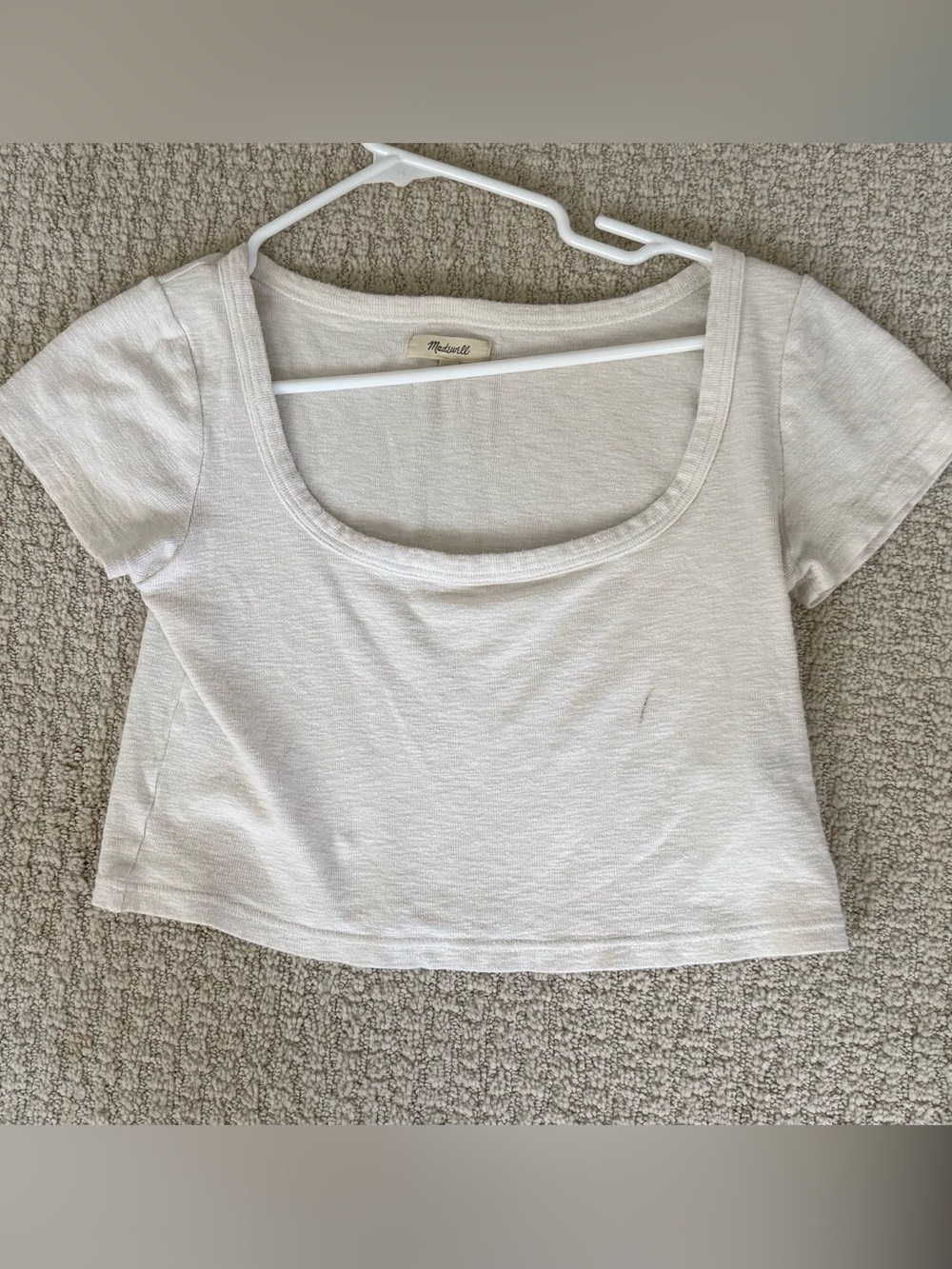 Madewell Cream Scoop Neck Cropped Tee